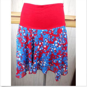 ❤💋Asymmetrical Red & Blue Popcorn Mosaic Skirt, Lined ~ Lux Brand